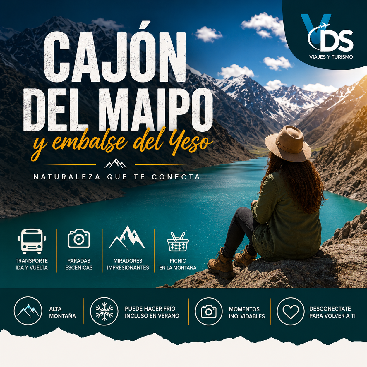 Flyer Cajón del Maipo y embalse del yeso