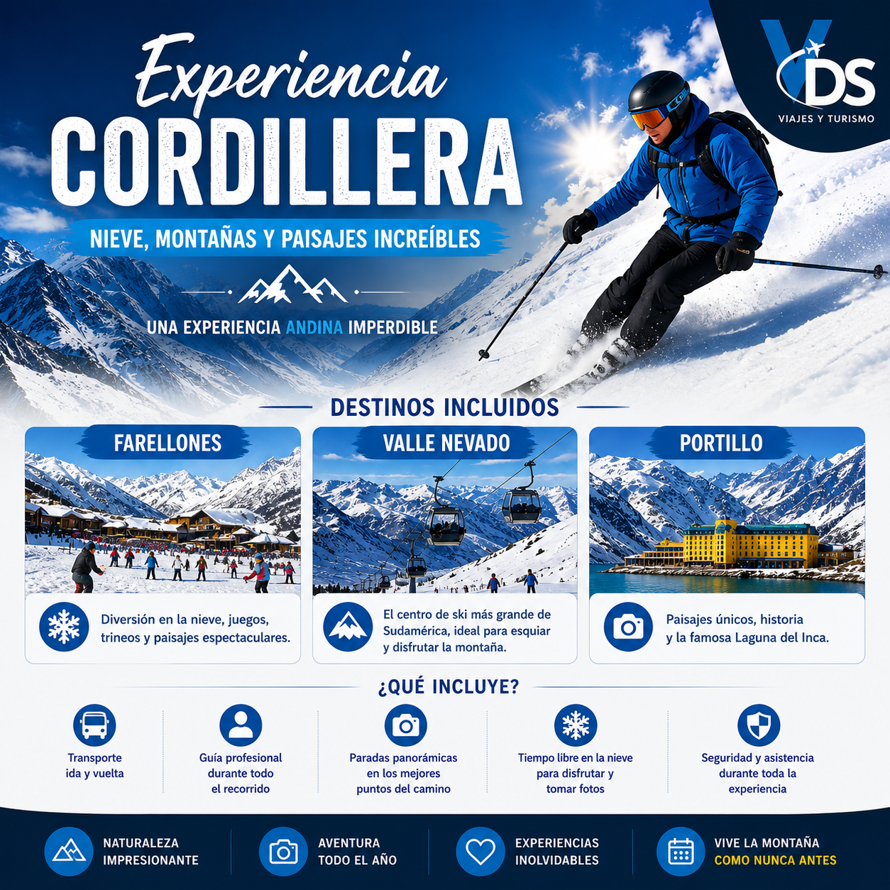Flyer Cordillera experience paquete