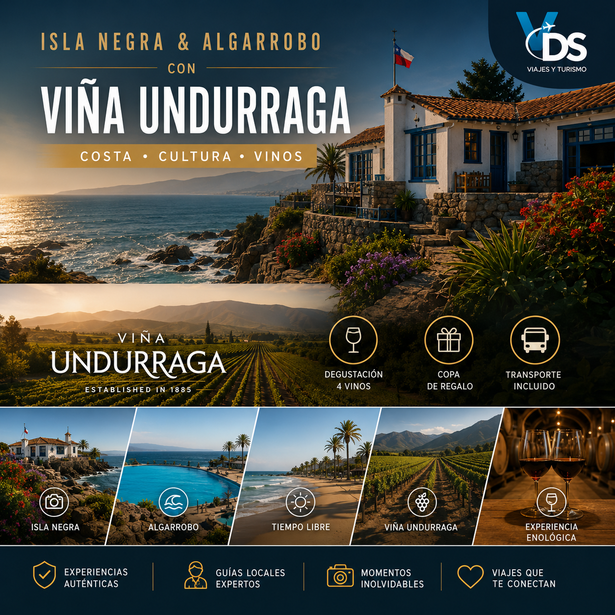 Flyer Isla negra y Algarrobo con Vinícola Undurraga