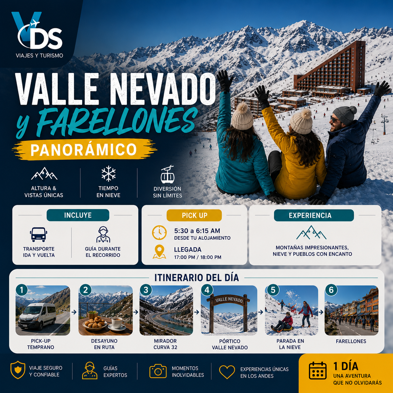 Flyer Valle Nevado y Farellones Panorámico